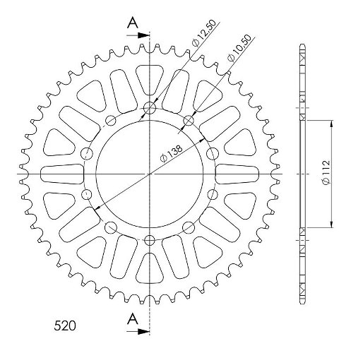 Supersprox alluminio rocchetto per catena 520 - 51Z (nero)