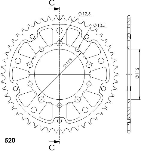 Supersprox Stealth rocchetto per catena 520 - 55Z (oro)