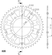 Supersprox Stealth Chain wheel 520 - 55Z (gold)