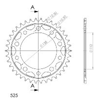 Supersprox acciaio rocchetto per catena 525 - 38Z (nero)