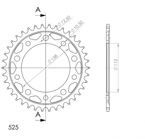 Supersprox acier roue d`entrainement 525 - 39Z (noir)