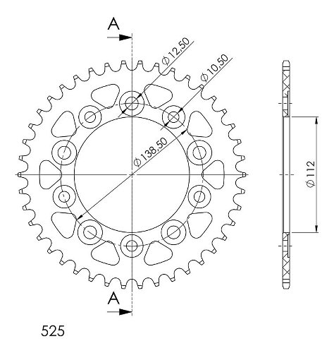 Supersprox alluminio rocchetto per catena 525 - 41Z (nero)