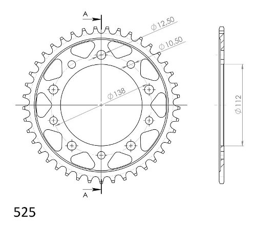 Supersprox Steel Edge rueda de cadena 525 - 42Z (negro)