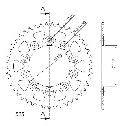 Supersprox aluminium roue d`entrainement 525 - 44Z (noir)