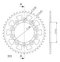 Supersprox alluminio rocchetto per catena 525 - 44Z (nero)