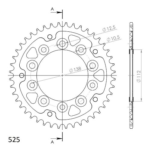 Supersprox Stealth rocchetto per catena 525 - 44Z (nero)