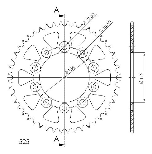 Supersprox alluminio rocchetto per catena 525 - 46Z (nero)