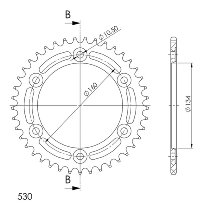 Supersprox aluminium roue d`entrainement 530 - 40Z (noir)