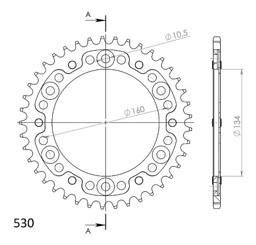 Supersprox Stealth rueda de cadena 530 - 40Z (negro)