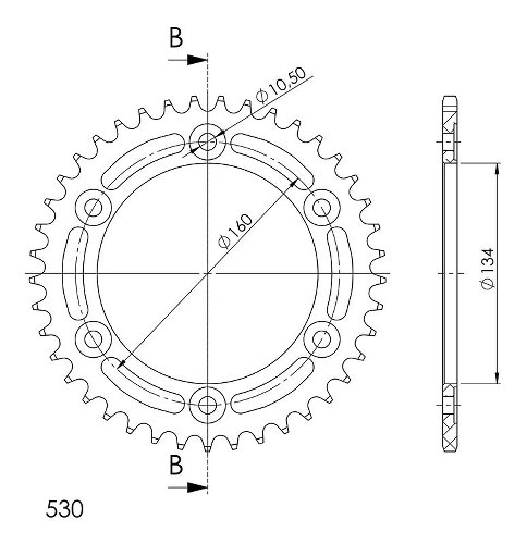 Supersprox Alu-Kettenrad 530 - 42Z (gold)