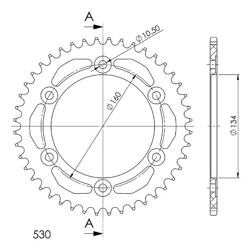 Supersprox aluminium roue d`entrainement 530 - 43Z (noir)