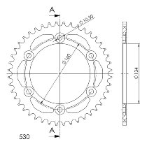 Supersprox alluminio rocchetto per catena 530 - 43Z (nero)