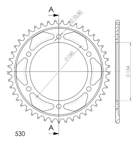 Supersprox acciaio rocchetto per catena 530 - 45Z (nero)