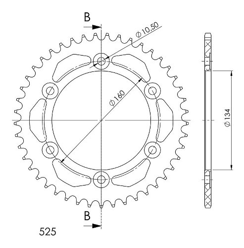 Supersprox aluminium roue d`entrainement 530 - 45Z (noir)