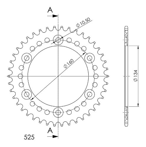 Supersprox aluminio rueda de cadena 525 - 41Z (negro)