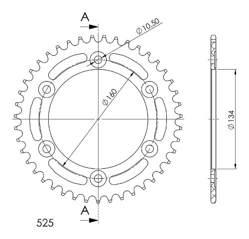 Supersprox aluminium roue d`entrainement 525 - 43Z (noir)