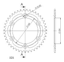 Supersprox alluminio rocchetto per catena 525 - 43Z (nero)