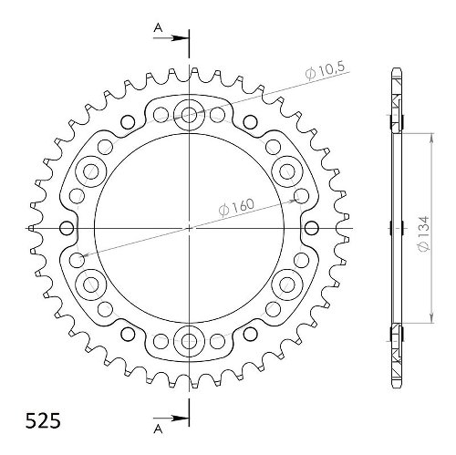 Supersprox Stealth rocchetto per catena 525 - 43Z (nero)