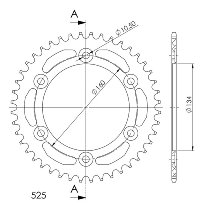 Supersprox alluminio rocchetto per catena 525 - 44Z (nero)