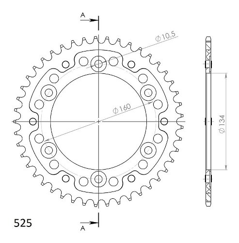 Supersprox Stealth rocchetto per catena 525 - 45Z (nero)