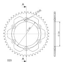 Supersprox aluminio rueda de cadena 525 - 46Z (negro)