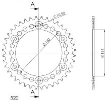 Supersprox alluminio rocchetto per catena 520 - 38Z (nero)