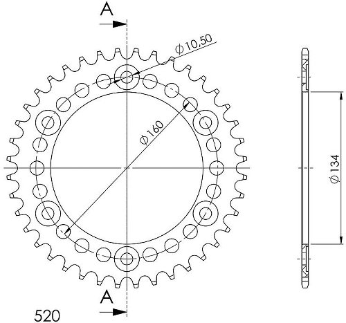 Supersprox aluminium roue d`entrainement 520 - 39Z (noir)