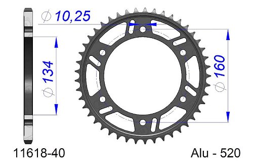 Supersprox acciaio rocchetto per catena 520 - 40Z (nero)