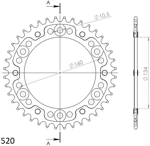 Supersprox Stealth rueda de cadena 520 - 40Z (oro)