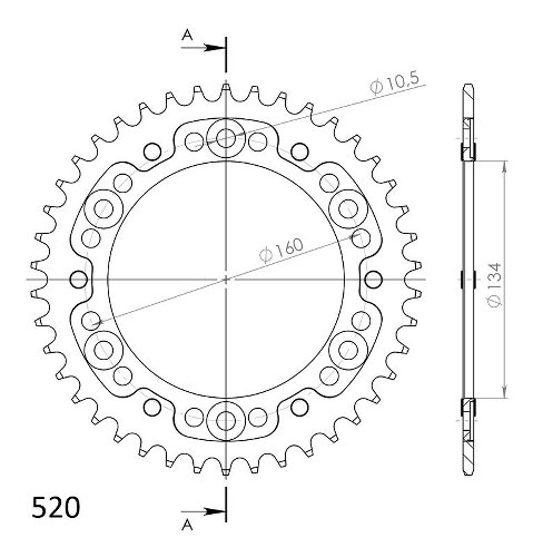 Supersprox Stealth rocchetto per catena 520 - 42Z (azurro)