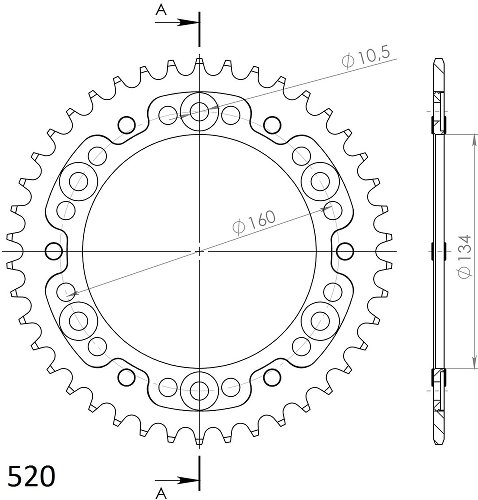 Supersprox Stealth-Kettenrad 520 - 42Z (gold)