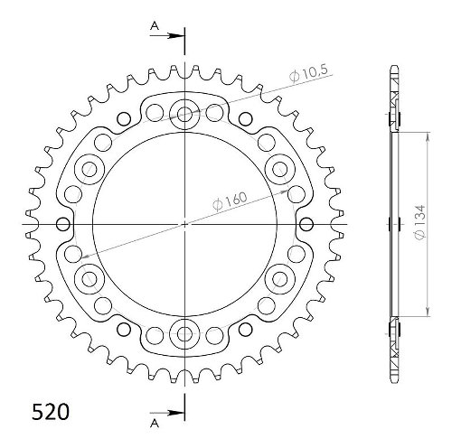 Supersprox Stealth rocchetto per catena 520 - 43Z (nero)