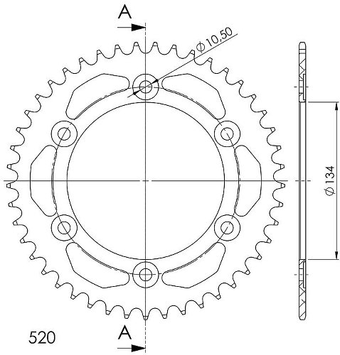 Supersprox alluminio rocchetto per catena 520 - 45Z (nero)