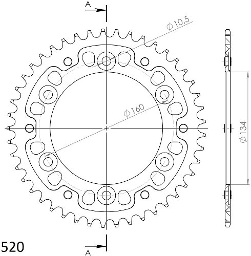 Supersprox Stealth Chain wheel 520 - 45Z (gold)