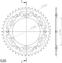 Supersprox Stealth rocchetto per catena 520 - 45Z (oro)