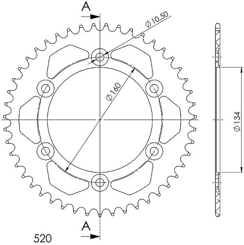 Supersprox aluminium roue d`entrainement 520 - 46Z (noir)