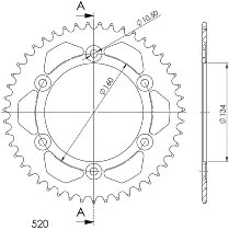 Supersprox alluminio rocchetto per catena 520 - 46Z (nero)