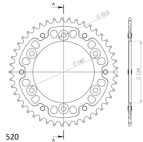 Supersprox Stealth rocchetto per catena 520 - 46Z (nero)