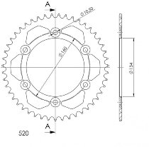 Supersprox alluminio rocchetto per catena 520 - 49Z (nero)