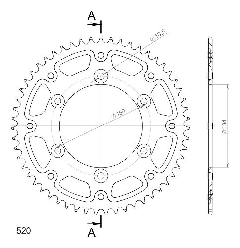 Supersprox Stealth Chain wheel 520 - 55Z (gold)