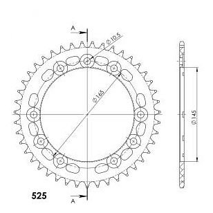 Supersprox alluminio rocchetto per catena 525 - 43Z (nero)