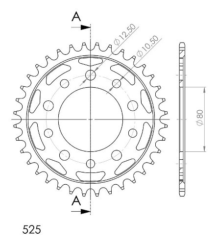 Supersprox Stahl-Kettenrad 525 - 37Z (schwarz)