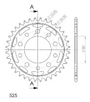 Supersprox acier roue d`entrainement 525 - 37Z (noir)