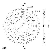 Supersprox acier roue d`entrainement 525 - 38Z (noir)