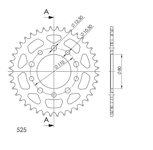 Supersprox aluminium roue d`entrainement 525 - 40Z (noir)