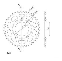 Supersprox alluminio rocchetto per catena 525 - 40Z (nero)