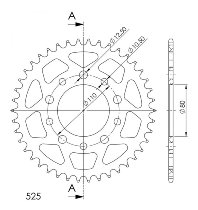 Supersprox aluminio rueda de cadena 525 - 42Z (negro)