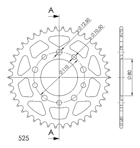 Supersprox Stealth rueda de cadena 525 - 42Z (azul)