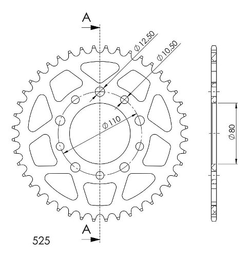 Supersprox Aluminium Chain wheel 525 - 44Z (black)