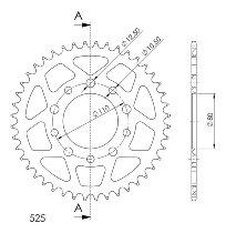 Supersprox alluminio rocchetto per catena 525 - 44Z (nero)